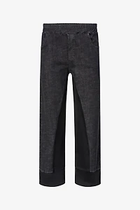 Women's Woven Denim And Faux Suede Combo Pull-On Pants | M