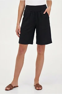 Women's Knit Woven Combo Shorts | M