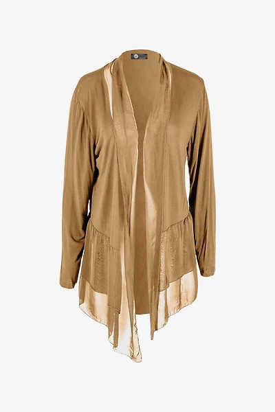 Women's Woven And Knit Combo Cardigan | M