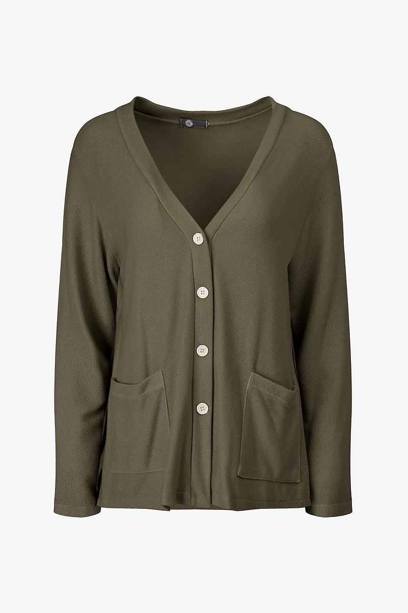 Women's V-Neckline Knit Button-Down Cardigan | M