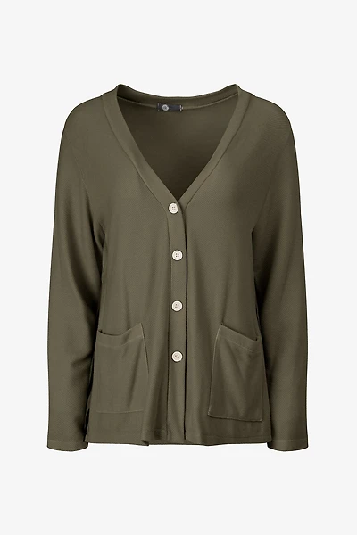 Women's V-Neckline Knit Button-Down Cardigan | M