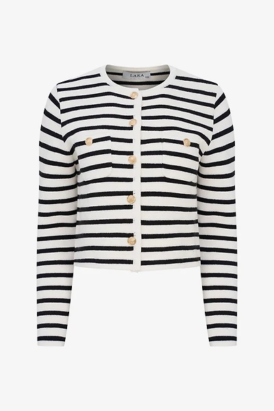 Striped Button Cardigan | Ema&Carla
