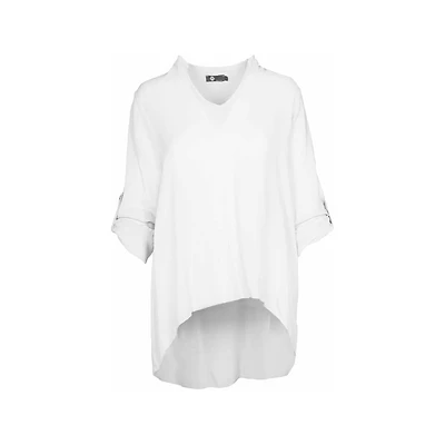 Women's Woven Long Sleeve Tunic Top | M Made Italy