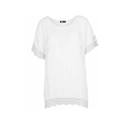 Women's Woven Short Sleeve Tunic Top | M Made Italy