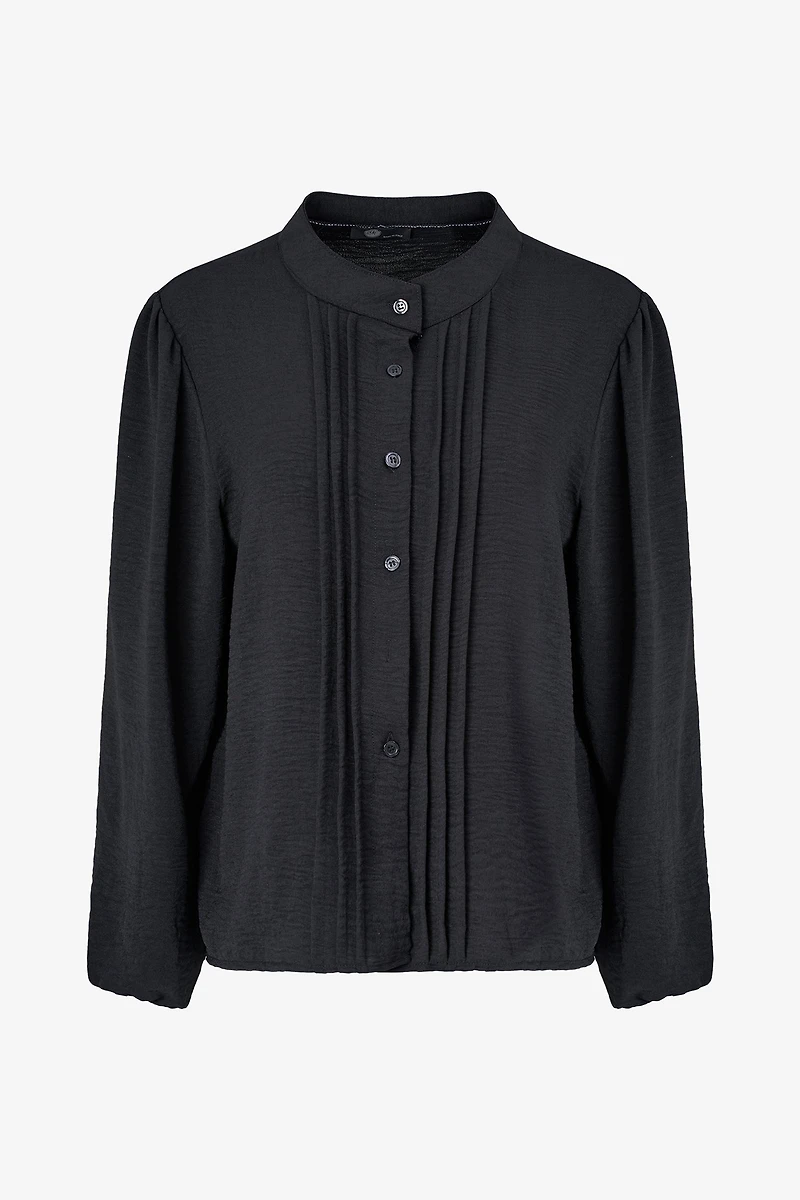 Women's Woven Button Down Shirt With A Front Pin-Tuck Detailing | M