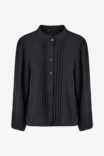 Women's Woven Button Down Shirt With A Front Pin-Tuck Detailing | M