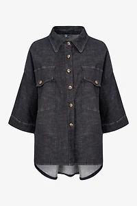 Women's Woven Denim Button-Down Shirt | M
