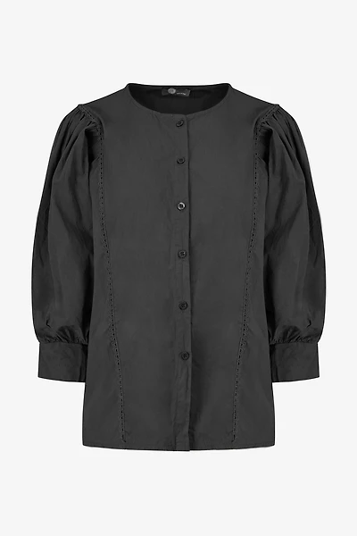 Women's Woven Button-Down Crew-Neckline Shirt | M