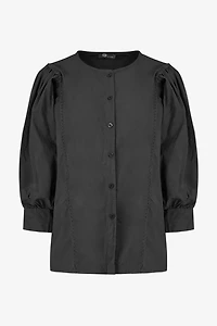 Women's Woven Button-Down Crew-Neckline Shirt | M