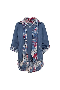 Women’s Knit/Woven Long Sleeve 3-Piece Tunic | M