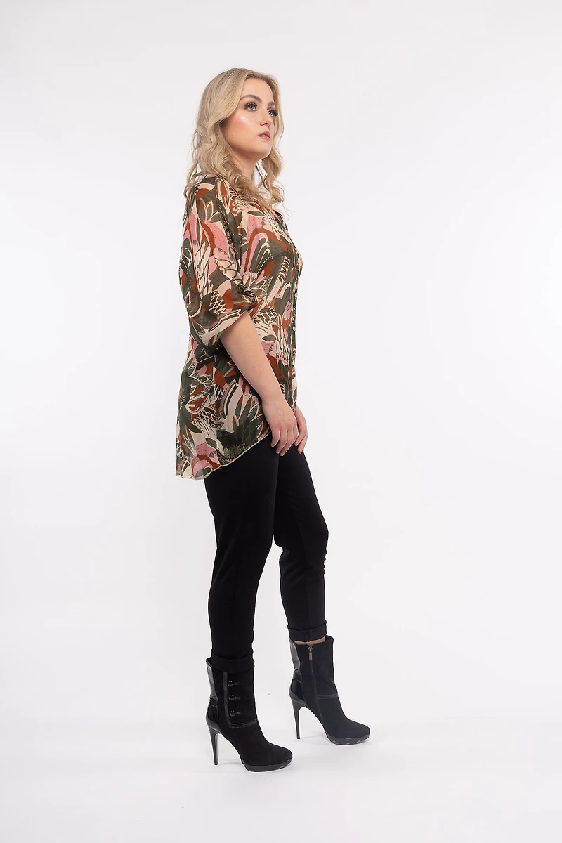 Women’s Knit/Woven Long Sleeve 3-Piece Tunic | M