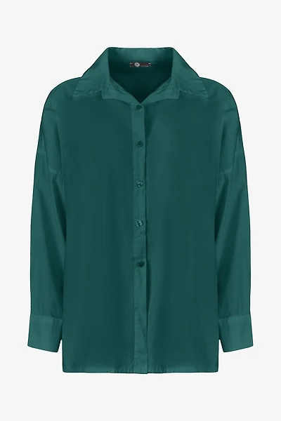 Women's Woven Button-Down Long Sleeve Shirt | M