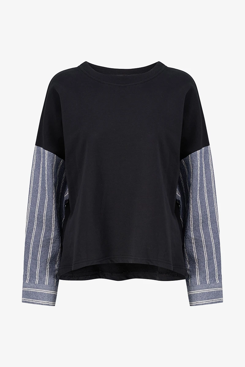 Women's Woven & Knit Combo Long Sleeve Sweatshirt | M