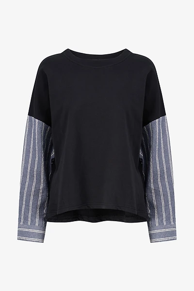 Women's Woven & Knit Combo Long Sleeve Sweatshirt | M