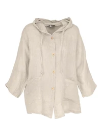 M Made Italy – Ladies Woven Button-Down Hooded Jacket And Sleeves