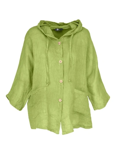 M Made Italy – Ladies Woven Button-Down Hooded Jacket And Sleeves