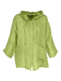 M Made Italy – Ladies Woven Button-Down Hooded Jacket And Sleeves