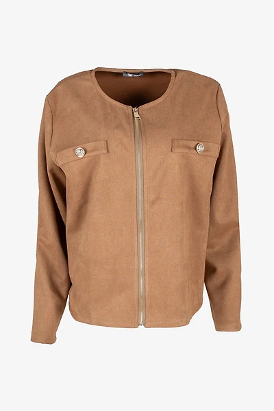Women's Knit Zip-Up Long Sleeve Crew-Neckline Jacket | M