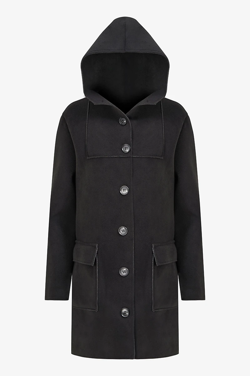 Women's Woven Mid Length Button Down Coat | M