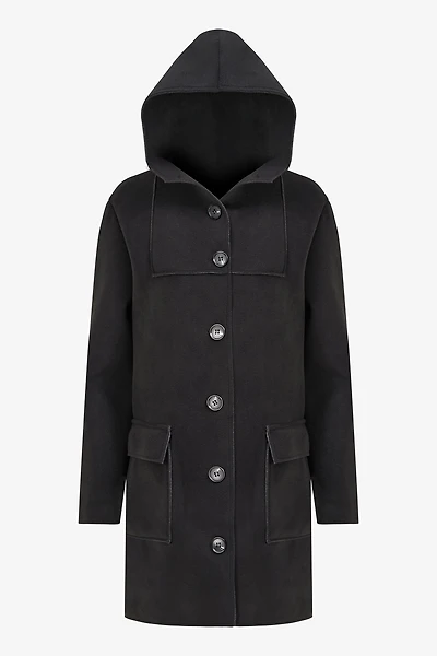 Women's Woven Mid Length Button Down Coat | M