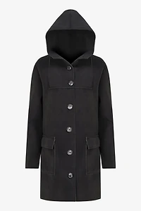 Women's Woven Mid Length Button Down Coat | M