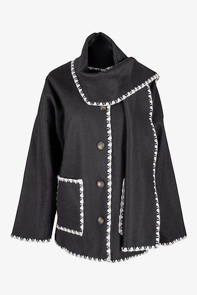 Women's Woven Button-Down Hip-Length Coat | M