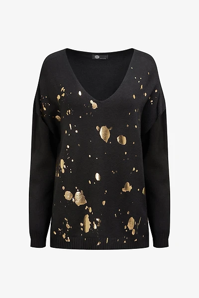 Women's Knit V-Neck Long Sleeve Sweater | M