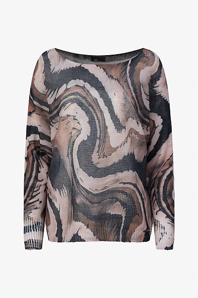 Women's Knit Boat-Neck Long Sleeve Sweater | M
