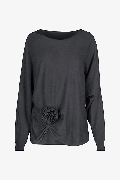 Women's Knit Long Sleeve Wide-Neck Sweater | M