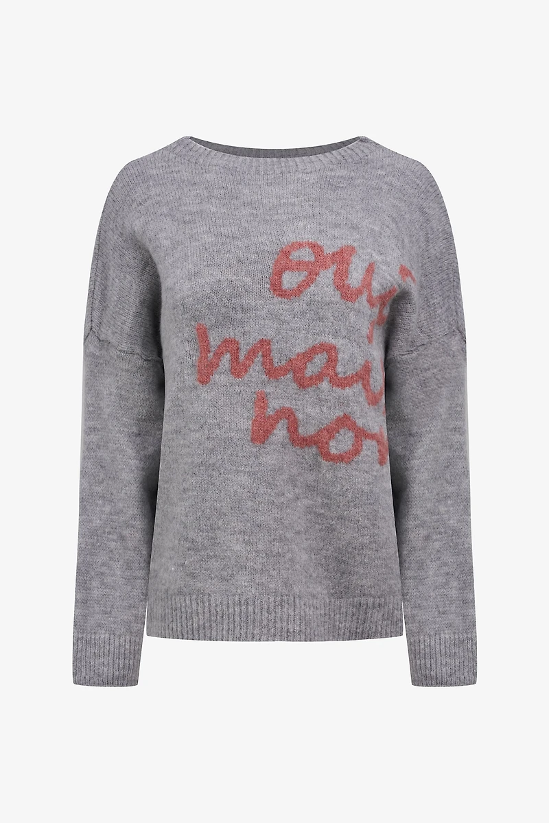 Women's Knit Crew-Neck Long Sleeve Sweater | M