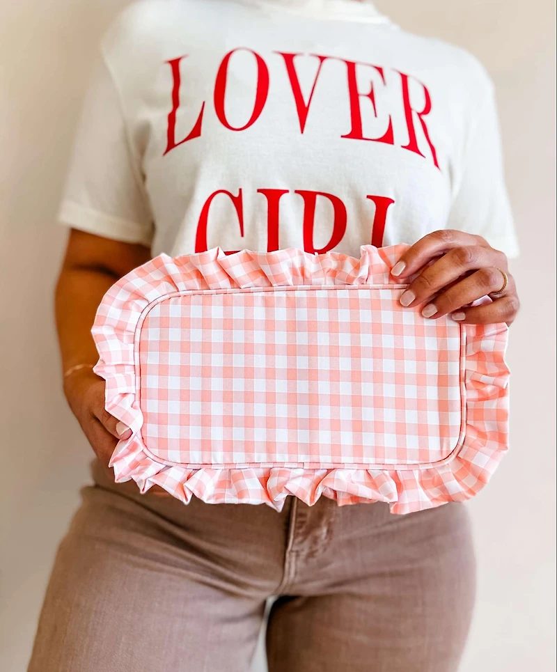 Red Gingham Frilly Makeup Bag