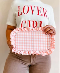 Red Gingham Frilly Makeup Bag