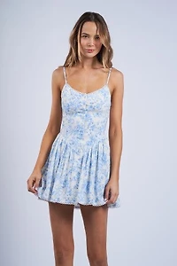 Blue Ribbon Floral Fit & Flare Mini Dress
