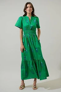 Halina Floral Belraj Poplin Maxi Dress