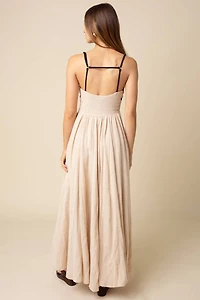 Beige Sian Contrast Tie Maxi Dress