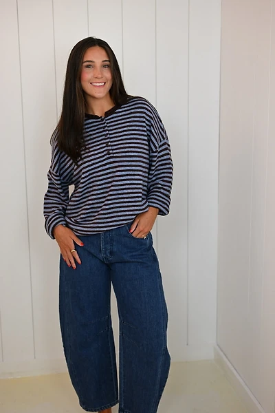 Striped Drop Shoulder Pullover