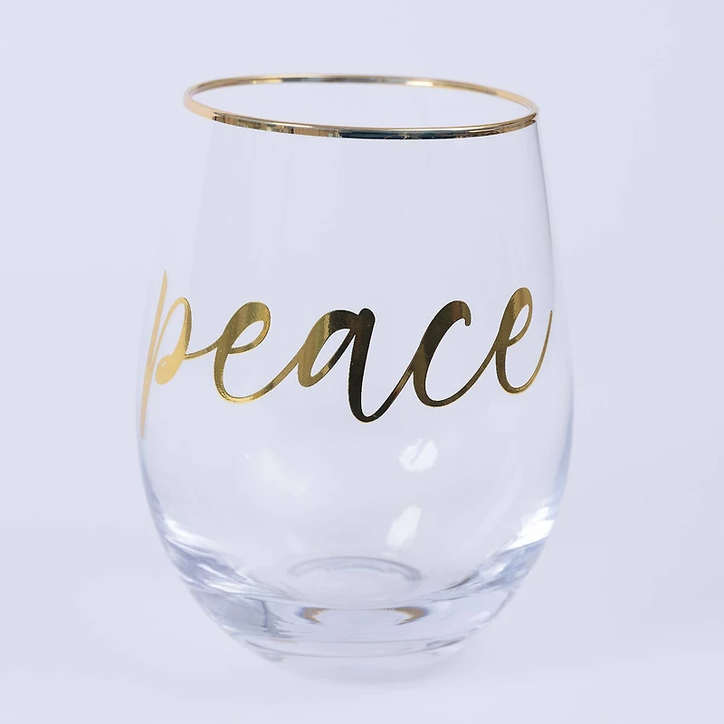 Peace Stemless Wine Glass