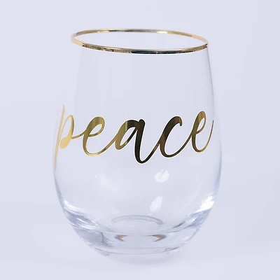 Peace Stemless Wine Glass