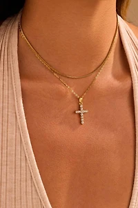 Gold Cross Layered Necklace