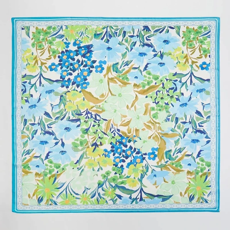 Blue Flower Garden Bandana Scarf