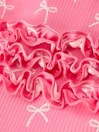 Christmas Bow Pink Romper with Hat: Sweet and Stylish Baby Outfit