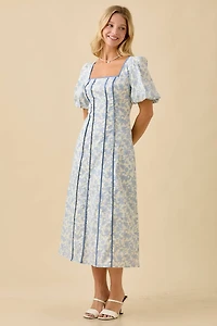 Square Neck Bubble Sleeve Dress