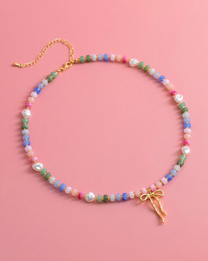 Confetti Crush Coquette Bead Pearl Necklace