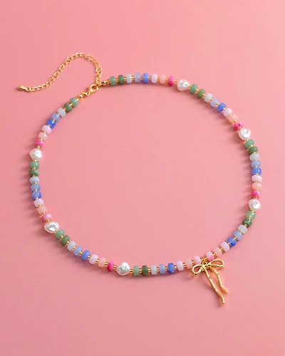 Confetti Crush Coquette Bead Pearl Necklace
