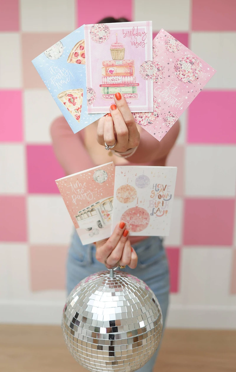 lets celebrate disco ball congratulations card