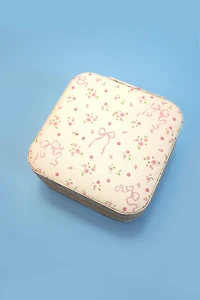White Bow Jewelry Organizer Travel Case