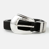 Black & Silver Western Style Statement Buckle Belt