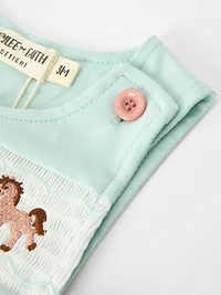 Western Horse Embroidery Boys Jonjon Romper