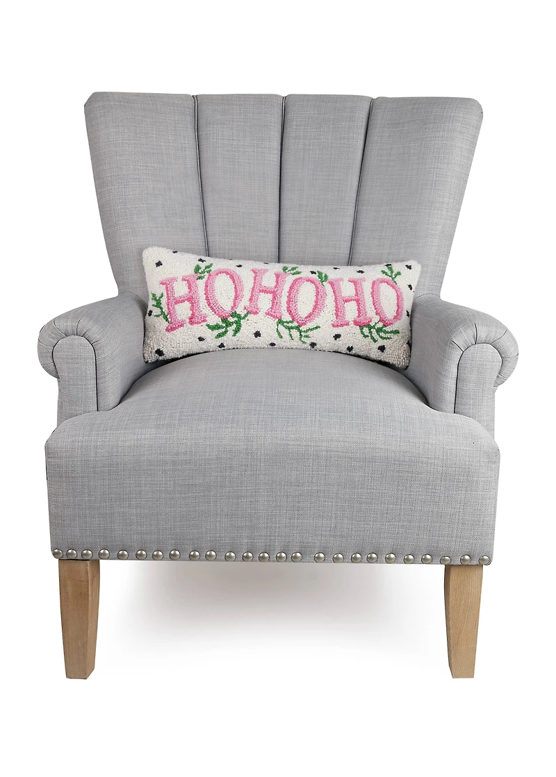Spotted Holiday Ho Ho Ho Hook Pillow