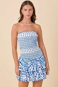 Blue Strapless Mini Dress